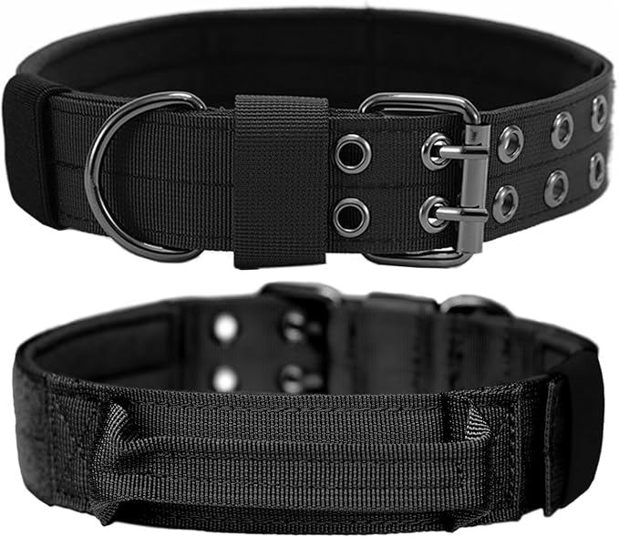 Tactical Dog Collar with Handle, Military Adjustable Heavy Duty Metal Buckle by Periflowin