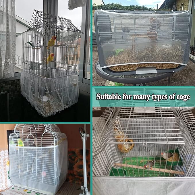 ASOCEA Bird Cage Seed Cather, Universal Adjustable Birdcage Cover Skirt Nylon - Image 6