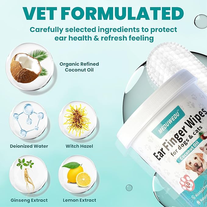 Ear Cleaner Finger Wipes 120 Counts, Dog Ear Cleaner, Grooming Kit Care - Image 3