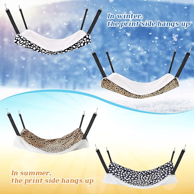 Jetec 2 Pieces Reversible Cat Hanging Hammock Soft Breathable Pet Cage Hammock - Image 6