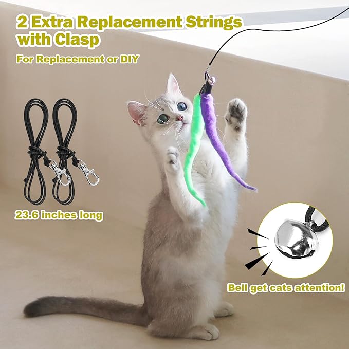 Cat Toys for Indoor Cats, Interactive Cat Toy 2PCS Retractable Wand Toy and - Image 6
