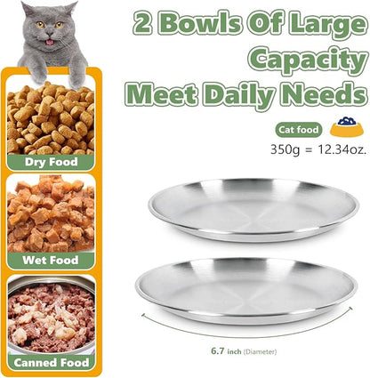 4-Pack Stainless Steel Cat Food Bowls, Shallow Whisker-Friendly Non-Slip - Image 5