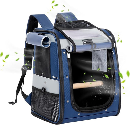 Petsfit Bird Carrier with Anti-Pecking Band, Bird Backpack Carrier with 2 Level by Petsfit