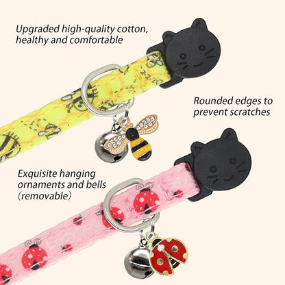 Cat Collar Breakaway, 2 Pack Cotton Cats Collars - Image 4