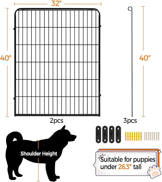 Yaheetech Dog Playpen Outdoor, 40 inch 2 Panels Dog Pen Indoor Heavy Duty Puppy - Image 7