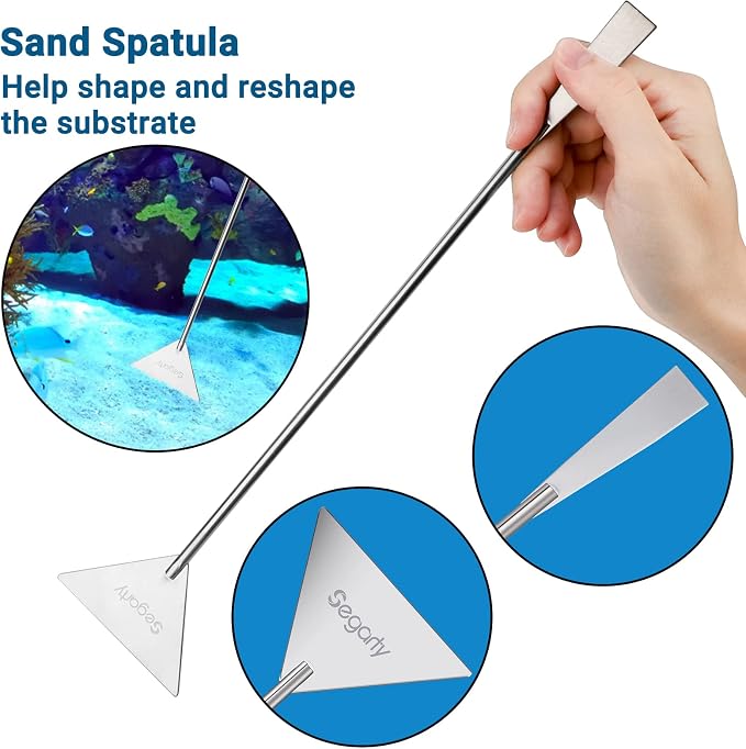 Segarty Aquarium Aquascaping Tools, 6 in 1 Stainless Steel Silver Aquascaping - Image 5