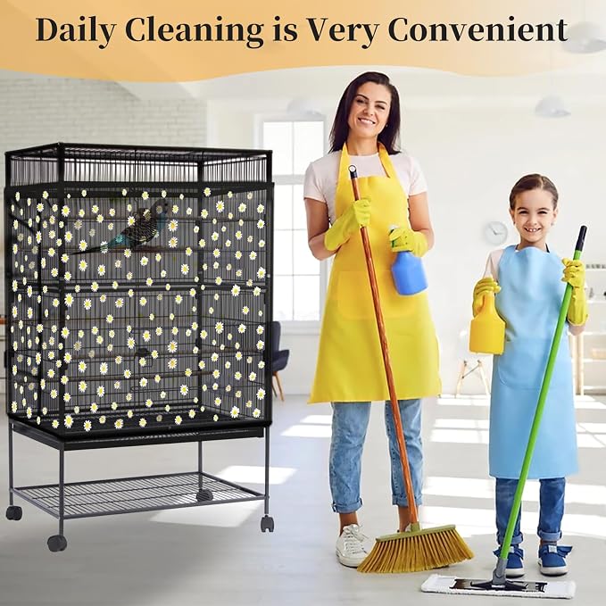 Daoeny Bird Cage Seed Catcher, Large Bird Cage Cover, Adjustable Soft Airy - Image 7