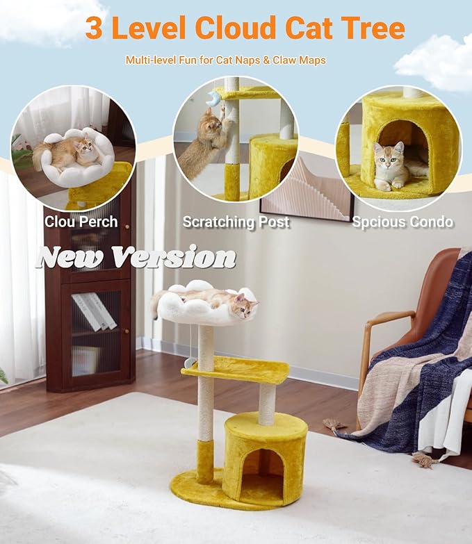 Happi N Pets Cat Tree, Featuring Scratching Posts, Viewing Perch & Toys - Image 2