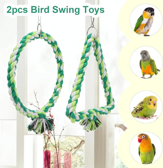Wontee Bird Swing Bird Rope Perch Parrot Climbing Stand - Image 3