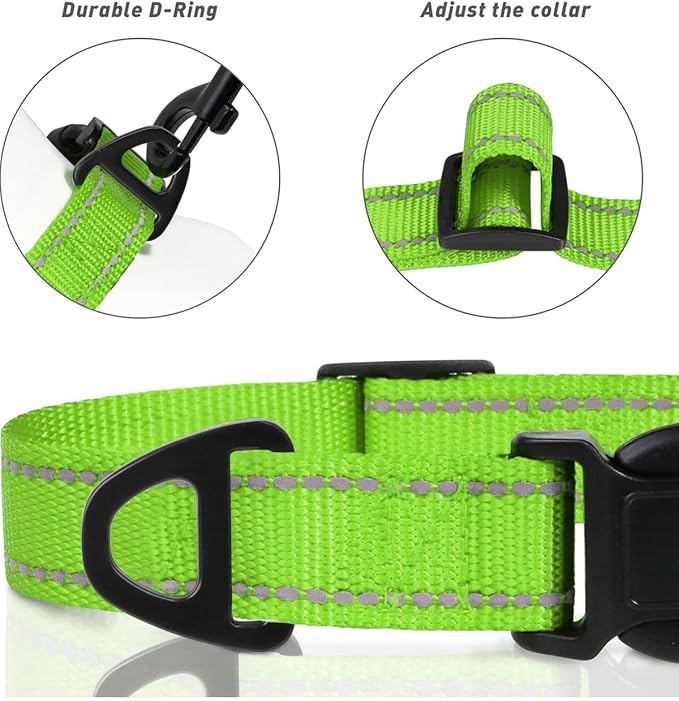 TagME Reflective Nylon Dog Collars, Adjustable Classic Pet Collar - Image 3