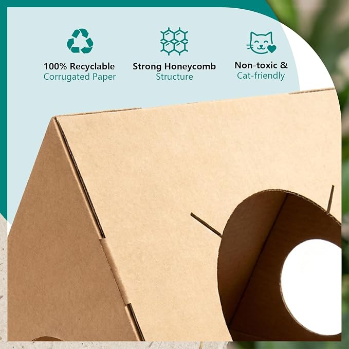 Modular Cardboard Cat Condo System, Triangle Cat Tunnel Module, Foldable - Image 5