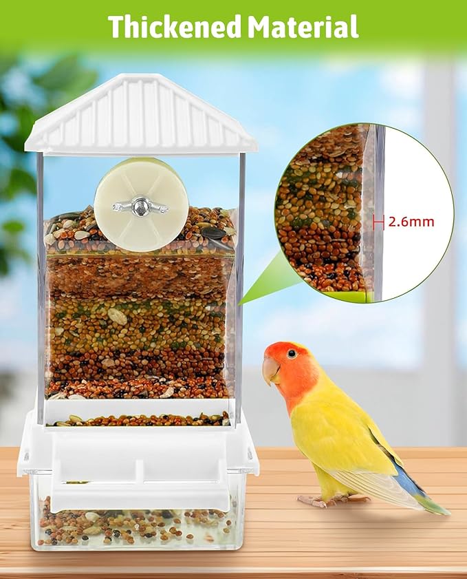 Hamiledyi Automatic Bird Feeder No Mess Bird Cage Feeder Seed Food Container - Image 5