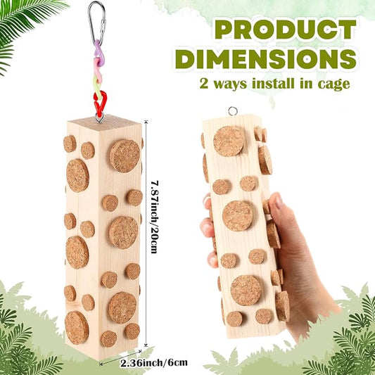 Skyygemm 2 Pcs Bird Parrot Chew Toys Wooden Foraging Hanging - Image 2