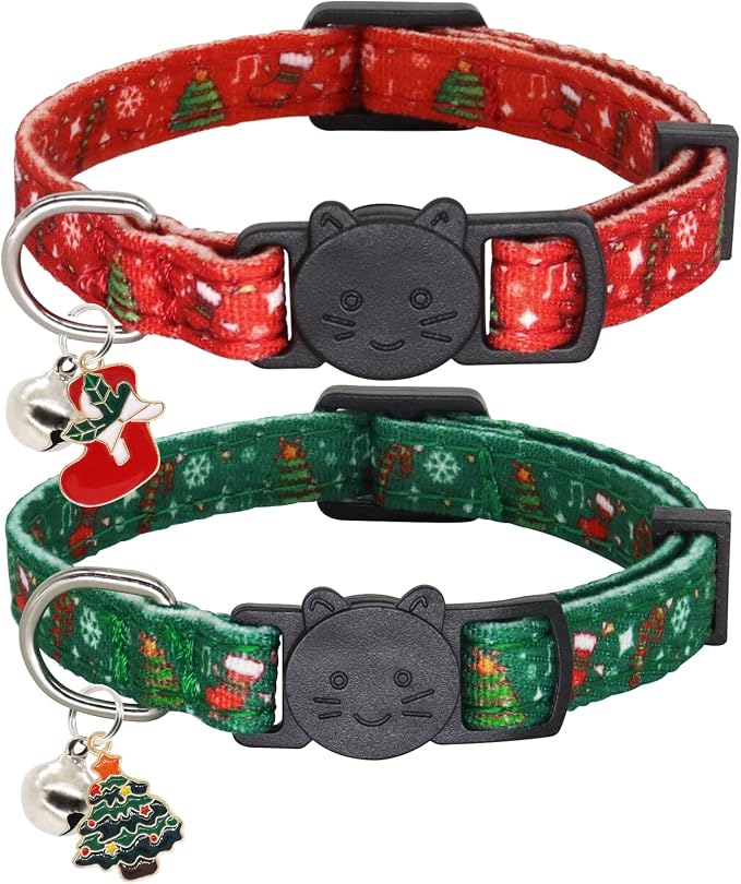 Christmas Cat Collar, Cotton 2 Pack Cat Collar by Giecooh