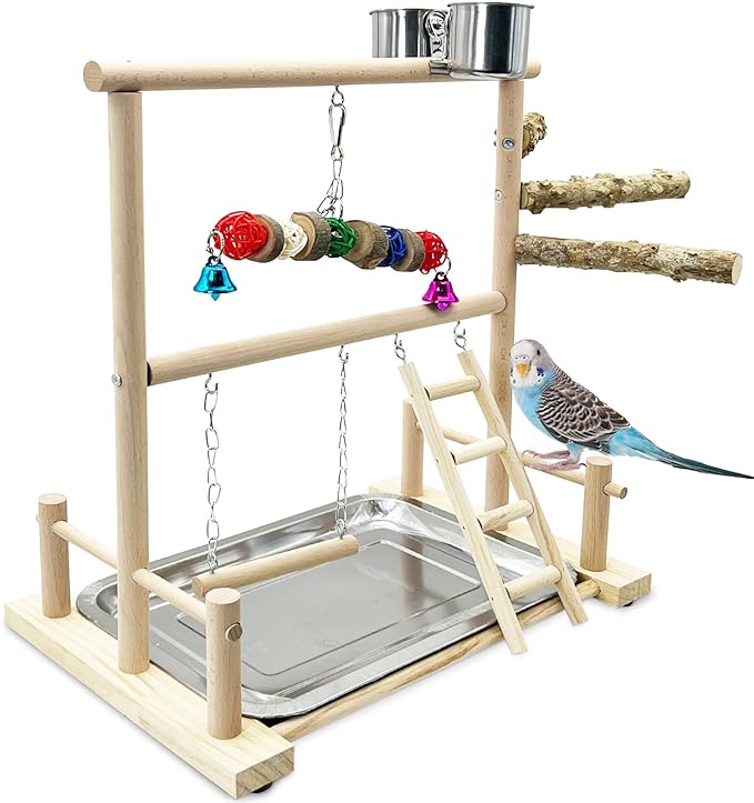 kathson Bird Playground Parrot Perch Stand Toys, Birds Wood Play Gym Activity by kathson