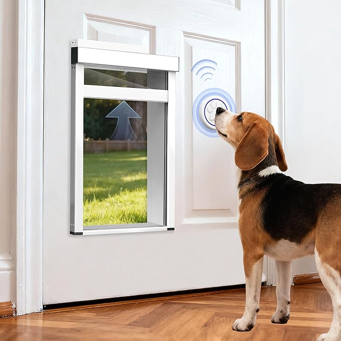 Automatic Dog Door with Doorbell Activation, 2-Flap Electronic Smart Pet Door by Tidytech