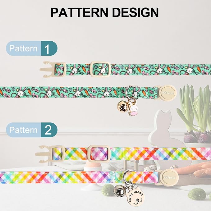 Lionet Paws 2pcs Pack Easter Cotton Cat Collar, Breakaway Buckle - Image 3