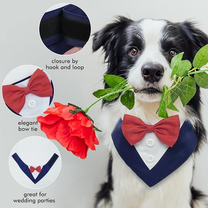 FUAMEY Dog Tuxedo for Large Dogs, Dog Formal Suit Dogs Attire Pet Bow Tie Puppy - Image 5