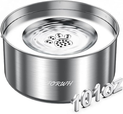 Stainless Steel Dog Water Bowl No Spill, 101oz/3L Large Capacity Pet Water by FORWH
