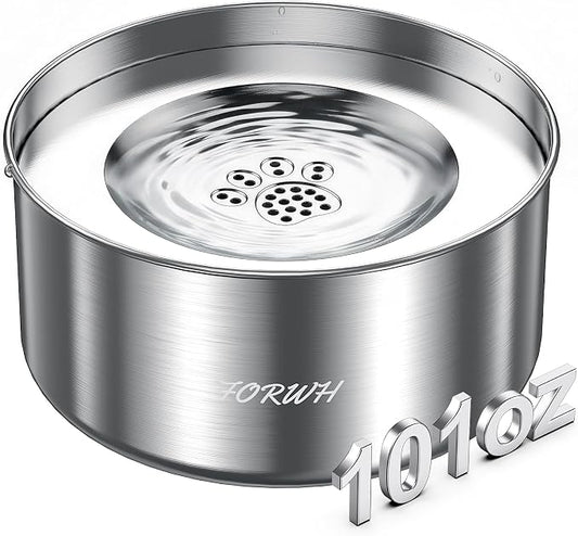 Stainless Steel Dog Water Bowl No Spill, 101oz/3L Large Capacity Pet Water by FORWH