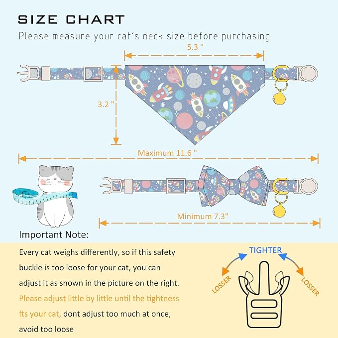 Faygarsle 2 Pack Space Theme Cat Collar Set - Image 2