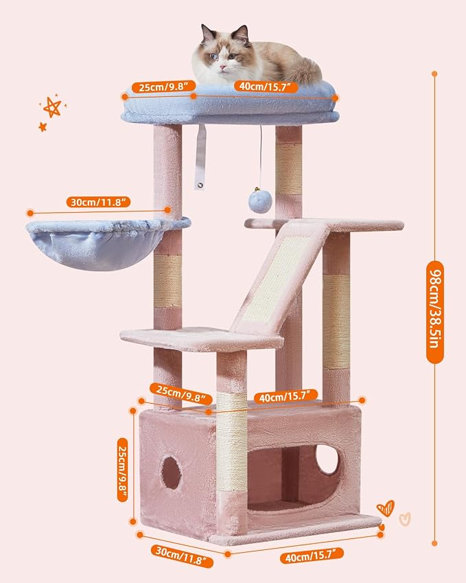 Taoqimiao Cat Tree, 38.5-Inch Cat Tower - Image 5