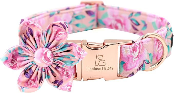 Lionheart Glory Dog Collar, Cute Floral Pattern Pet Collar Adjustable Dog Collar by LionheartGlory