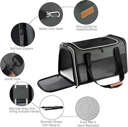 Cat Carrier - Portable Foldable Dog Pet Carrier, Soft-Sided Pet Bag up to 15 Lbs - Image 4