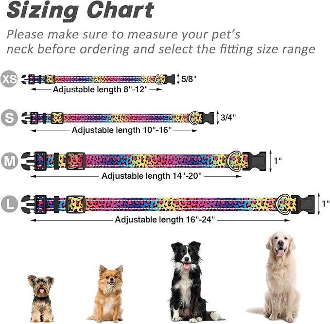 Reflective Dog Collar for Medium Dogs, Cute Leopard Style Adjustable Heavy-Duty - Image 7