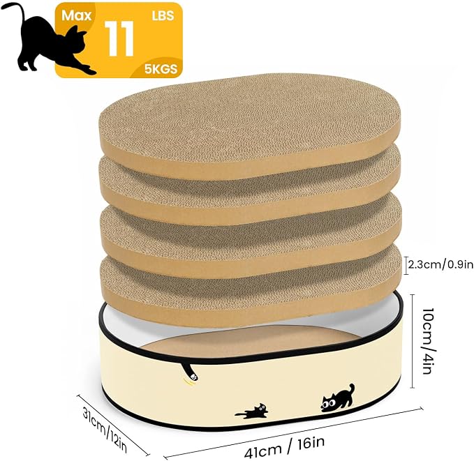 Cat Scratcher Box with 4 Cat Scratching Pads, Mess-Free Design, Refill Scratch - Image 2