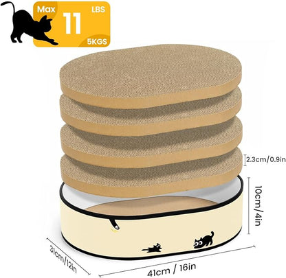 Cat Scratcher Box with 4 Cat Scratching Pads, Mess-Free Design, Refill Scratch - Image 2