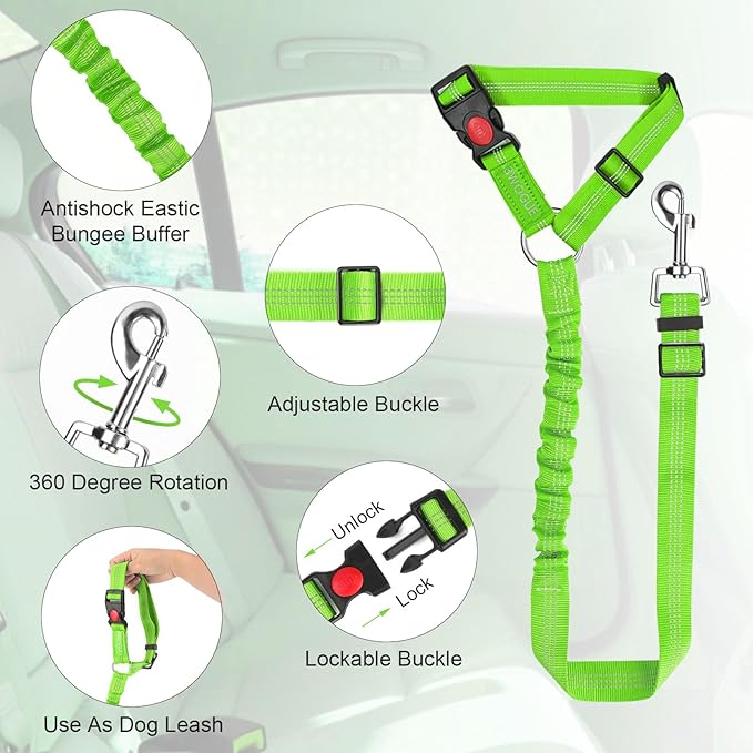 BWOGUE Pet Dog Cat Seat Belt Reflective Car Dog Headrest Restraint Leash - Image 4