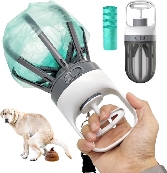Pooper Scooper for Dogs, 【No Warm Poo in Hand】 Portable 2 in 1 Dog Waste by Thepetexpertforyourpet