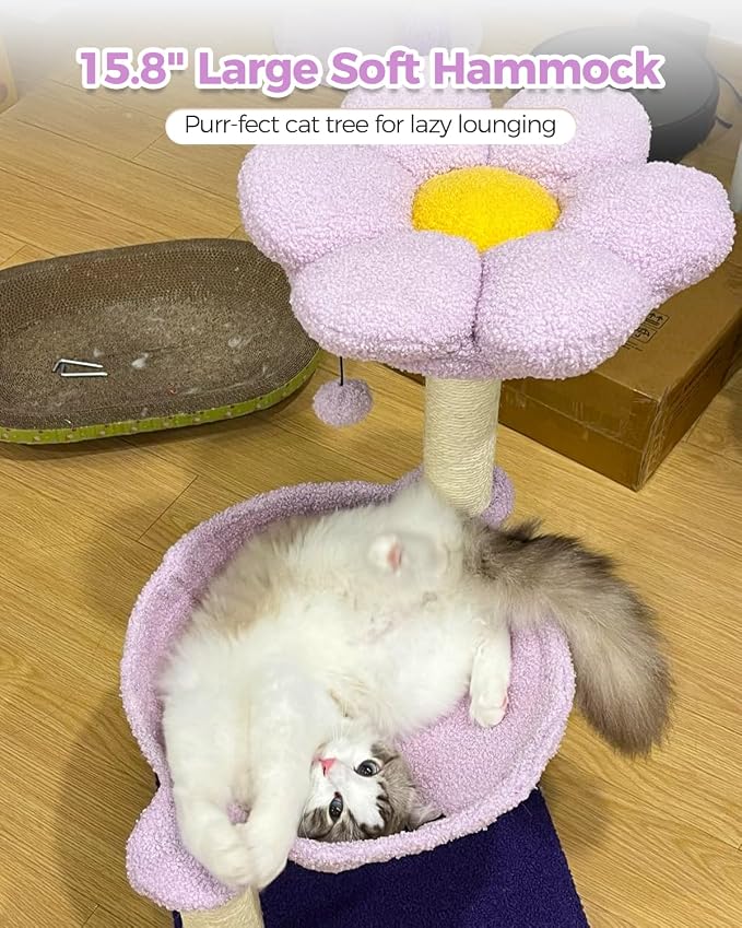 Flower Cat Scratching Post, Replaceable Toy Ball - Image 8