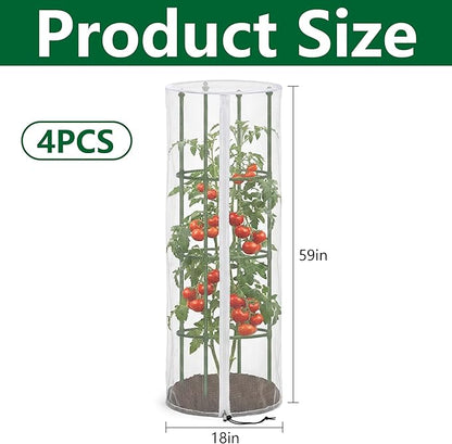 4 Pcs Garden Bird Netting for Round Plant Cage, Tomato Trellis Insect Bird - Image 2
