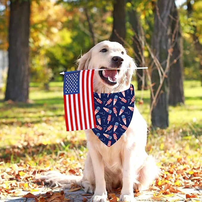 4th of July Dog Bandanas, Patriotic Pet Decorations 2 Pack, Adjustable - Image 3