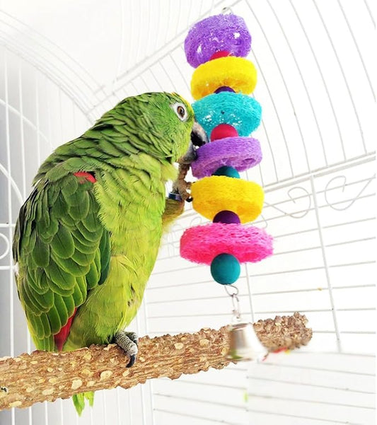 Hypeety Bird Toys Parrot Hanging Chew Toys Natural Colorful Loofah Shred and by Hypeety