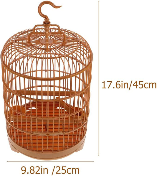 VILLCASE Round Bird Cage for Small Birds, 9.8" X 17.6 “ Plastic Travel Carrier - Image 2