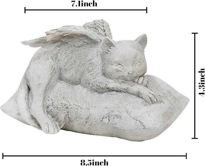Holiberty Cat Angel Figurine Memorial Pet Stone Statue - Image 6