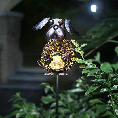 KAIXOXIN Garden Solar Lights Metal Dog Crackle Glass Globe Stake Light - Image 5