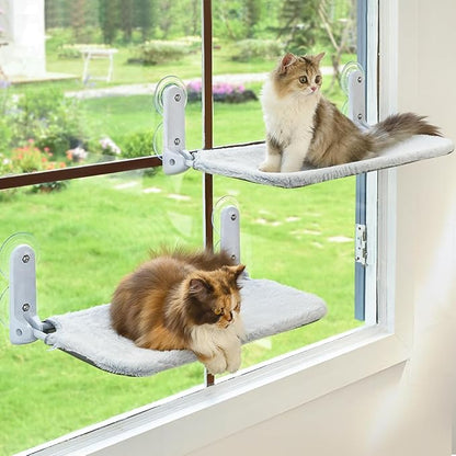 2PC Cat Window Perch Cordless Foldable Cat Hammock Bed by Zoratoo