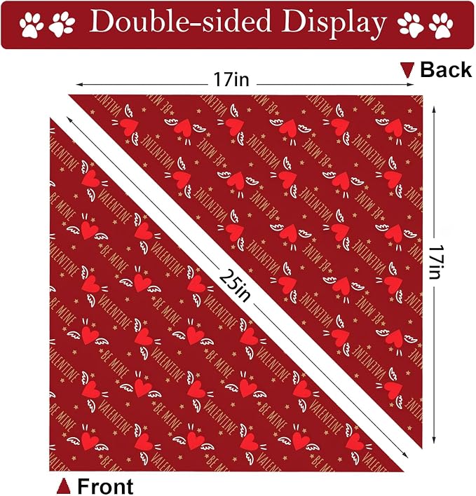 Heart Dog Bandana, 2 Pack Adjustable Holiday Party Birthday Pets Heart Bandana - Image 6