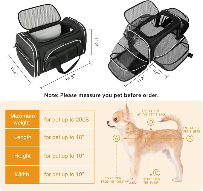 Estarer Soft Sided Pet Carrier Airline Approved, 4 Sides Expandable Collapsible - Image 4
