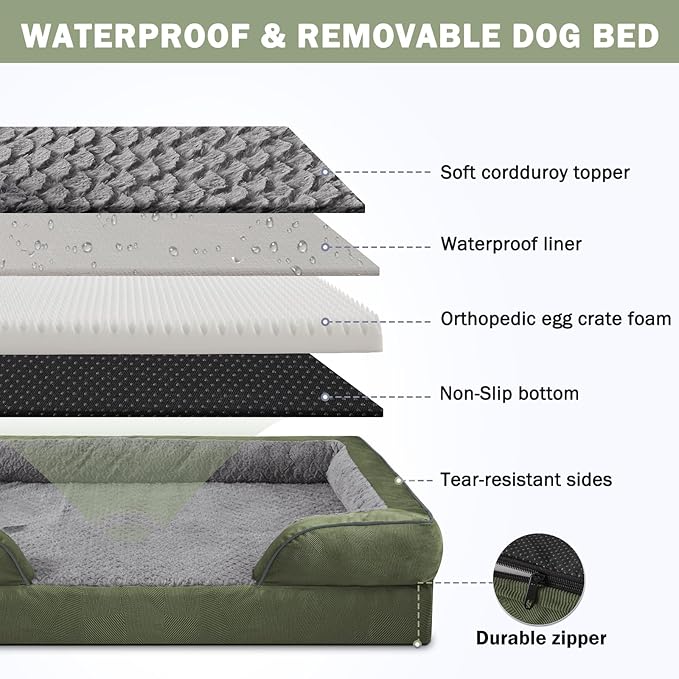 INVENHO Orthopedic Dog Bed for Extra Large Dogs, XXL Egg-Crate Foam Dog Couch - Image 4