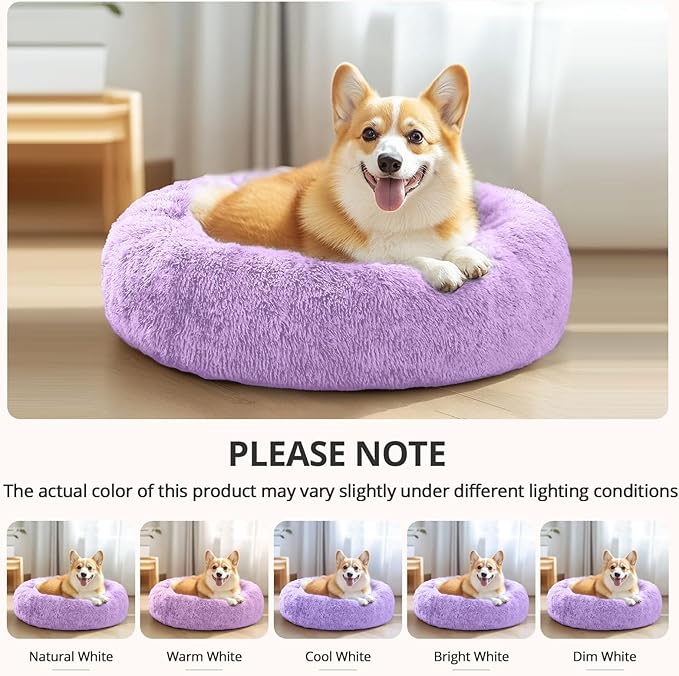JOLLYVOGUE Calming Dog Bed Medium Size Dog, Anti-Anxiety Donut Medium Pet Bed - Image 6