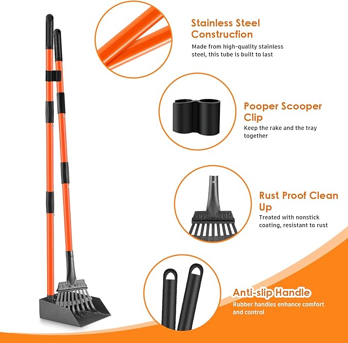 Pooper Scooper, Long Handle Dog Pooper Scooper - Image 2