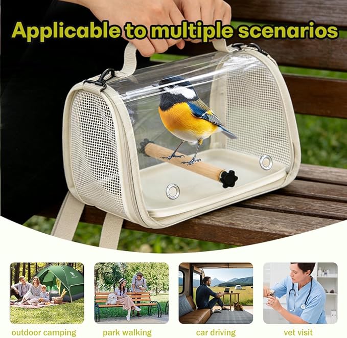 Hands Free Small Pet Cage with Breathable Mesh Windows Parrot Backpack - Image 5