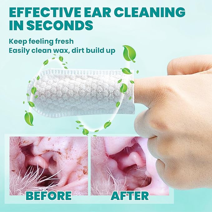 Ear Cleaner Finger Wipes 60 Counts, Dog Ear Cleaner, Grooming Kit Care - Image 4