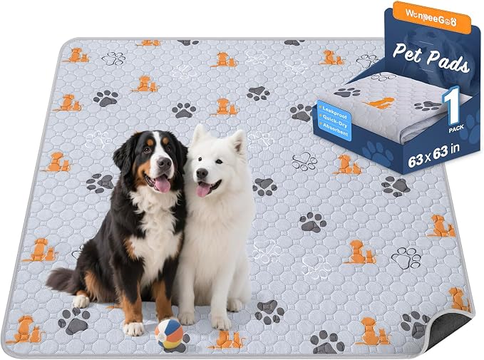 Washable Pee Pads for Dogs, 1 Pack Absorbent Reusable Training Dog Pads Pet by WanpeeGoo