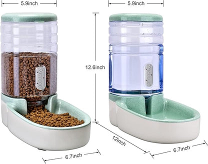 Automatic Dog Cat Feeder and Water Dispenser Gravity Food Feeder and Waterer Set - Image 4